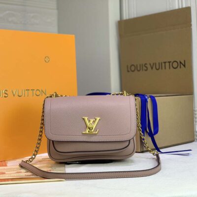 Replica Louis Vuitton Lockme Chain Pm Black/White/Pink